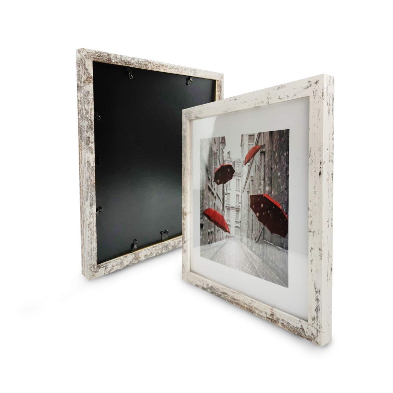 Finefrarm 11x11 Picture Frame, Display Pictures 8x8 with Mat or 11x11 without Mat Rustic Style Square Photo Frames for Wall Mounting - Image 4